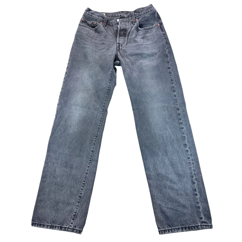 LEVIS PREMIUM 501‎ Grey Wash Button Fly Straight Leg Jeans Mens Size 32x30